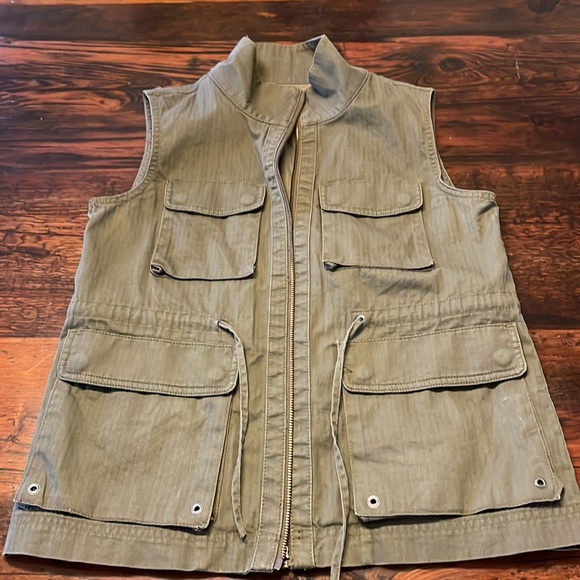 JCrew Utility Vest Army Khaki Green size XS - Picture 2 of 9